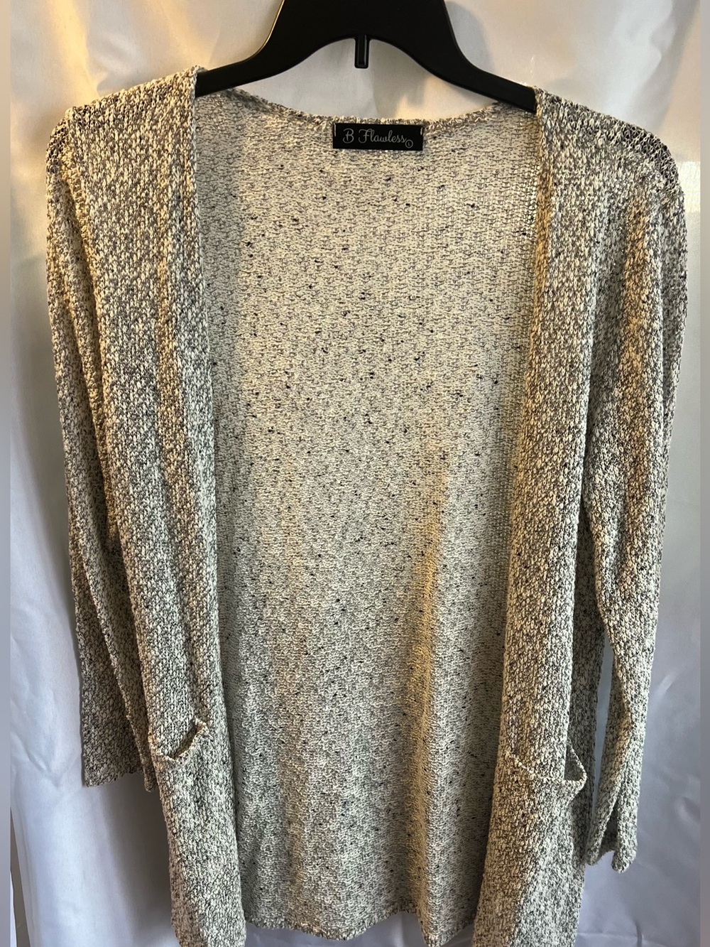 B Flawless Heathered Cream Open-Front Women's Cardigan